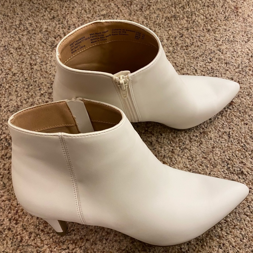 Time and True White Pointed Toe Boots